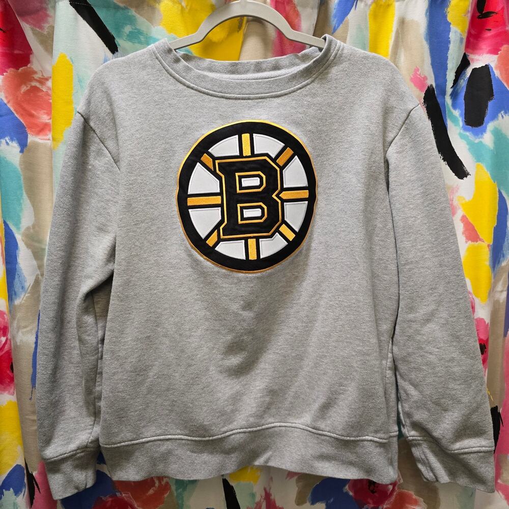 NHL‎ Fanatics Boston Bruins long sleeve crewneck gray hockey sweatshirt medium